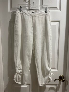 HABITAT white linen/cotton crop capri pants